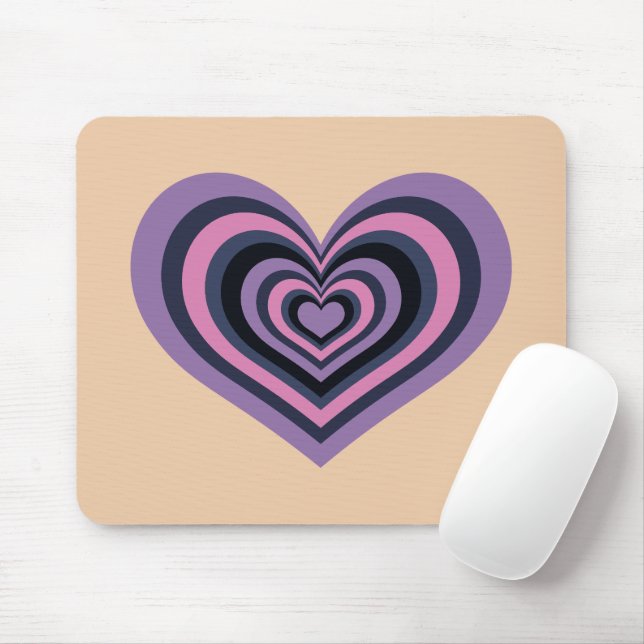 Retro Striped Heart Mouse Pad Musmatta (Med mus)