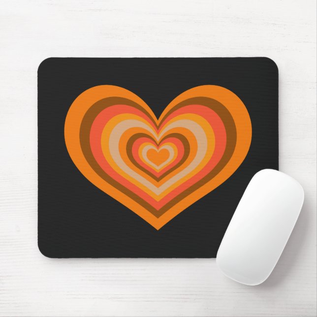 Retro Striped Heart Mouse Pad Musmatta (Med mus)