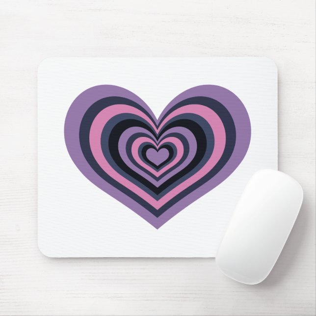 Retro Striped Heart Mouse Pad Musmatta (Med mus)