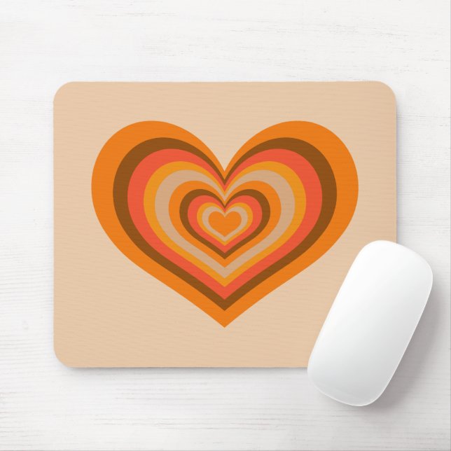 Retro Striped Heart Mouse Pad Musmatta (Med mus)