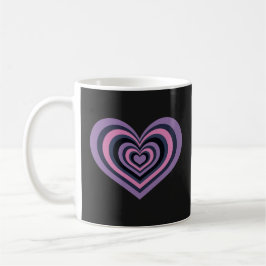 Retro Striped Heart Mug - Purple on Black Kaffemugg