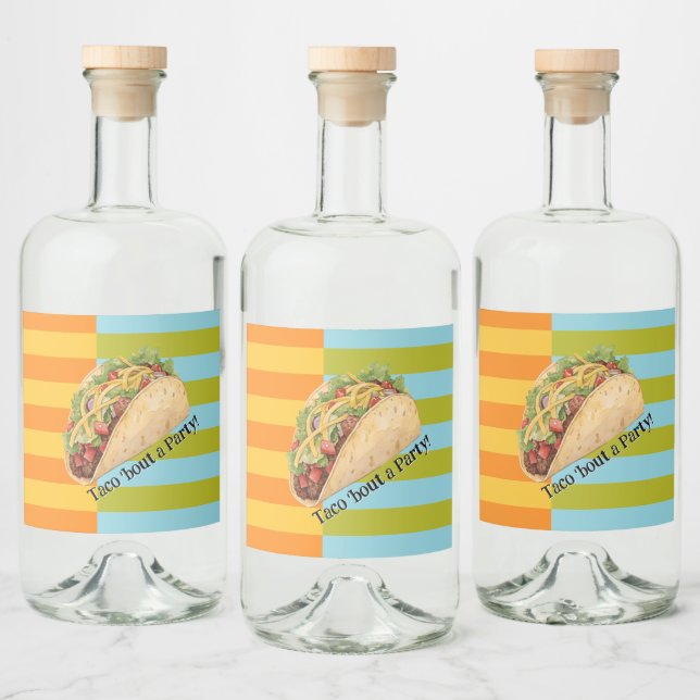 Retro Stripes Taco 'bout a Party Spritflaskor Etikett (Flaskor)