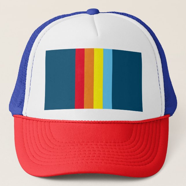 Retro Stripes Trucker Hat (Navy Blue Multi) Keps (Framsida)