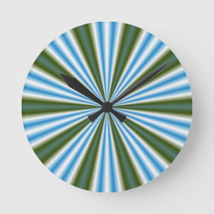 Retro Stripey Sol Burst Abstrakt Art Rund Klocka