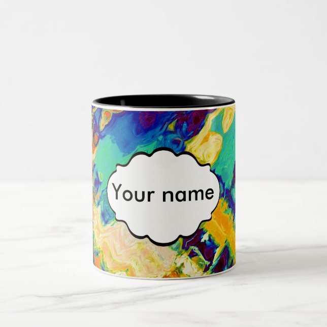 Retro struktur abstrakt design Två-Tonad mugg (Center)