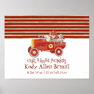 Retro Strumpapa med brandbil Babypojke-gåvor Poster