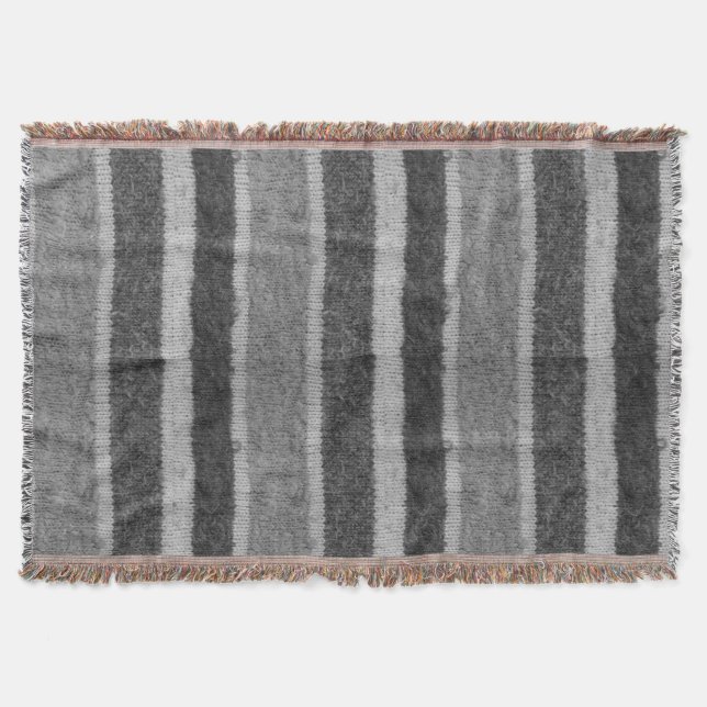 retro stuckit svartvitt randmönster filt (Framsidan)