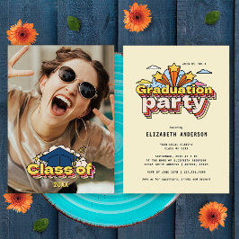 Retro Studenten Colorful Photo Party Inbjudningar
