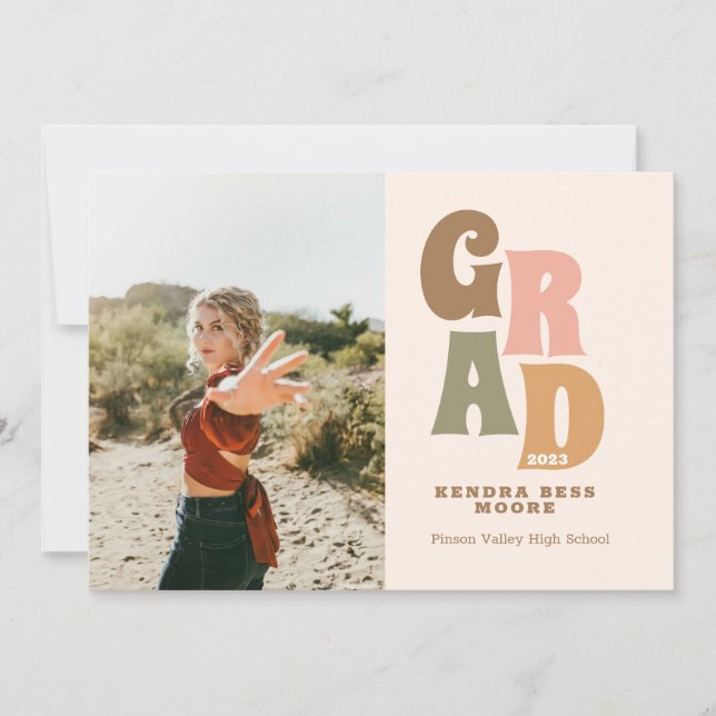 Retro Studenten meddelande med foto Inbjudningar (Framsida)