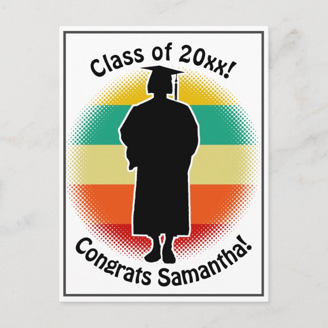 Retro Studenten Student Cap & Gown Woman Girl Vykort (Framsida)