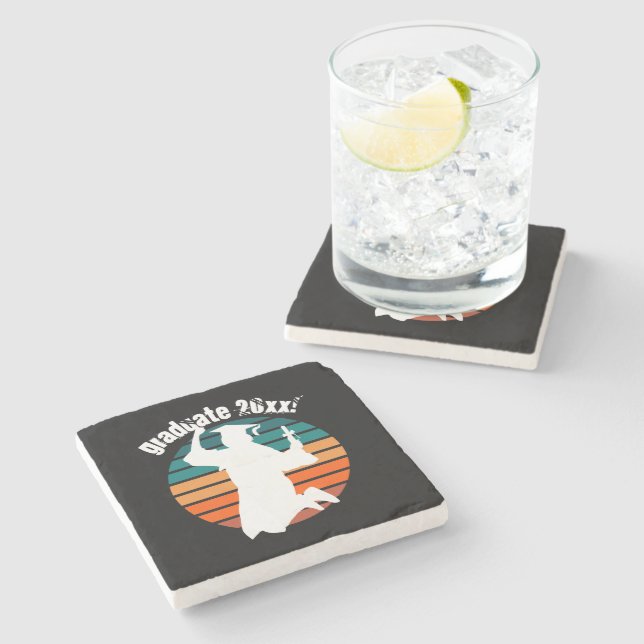 Retro Studenten Student-jumping för Joy Rainbow Stenunderlägg (Sidan)