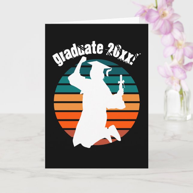 Retro Studenten Student-jumpning för Joy Rainbow Kort (Orkide)