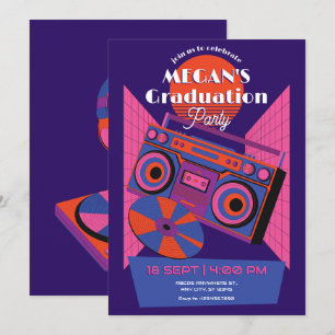 Retro-studentfest för neon-musikinställning inbjudningar
