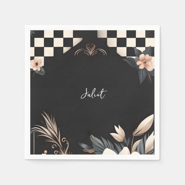 Retro Studio Kreativ Illustrerad Bröllopsdusch Pappersservett (Framsidan)