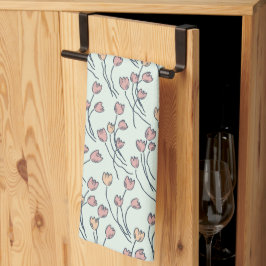 Retro Stuga Skissade Tulpaner Blommig - Stuga Sage Kökshandduk