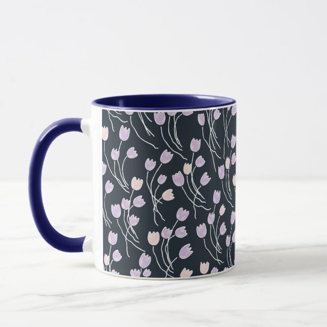 Retro Stugskissiga Tulpaner | Midnatts Trädgård Mugg (Vänster)