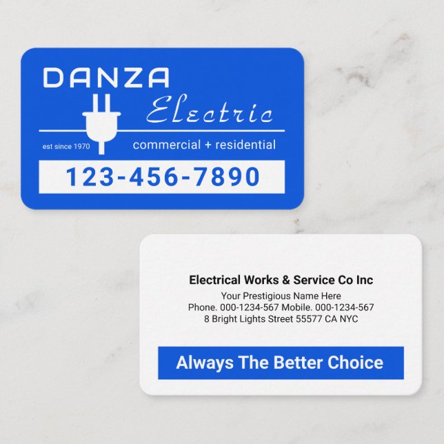 Retro Stunning Blue Plug Line Visitkort (Fram/baksida)