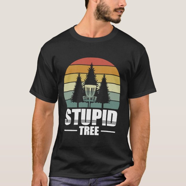 Retro Stupid Träd Disk Golf Player 2 T Shirt (Framsida)