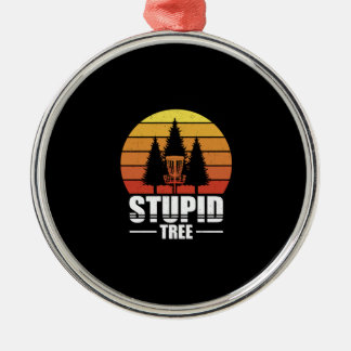 Retro Stupid Träd Disk Golf Shirt Golf Älskare Gif Julgransprydnad Metall