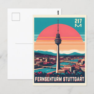 Retro Stuttgart TV Torn Fernsehturm german-gåva Vykort