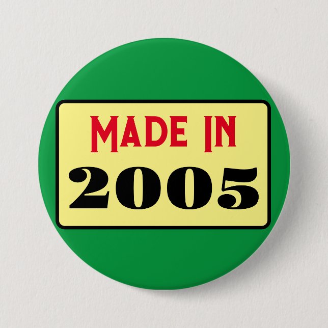 Retro style 21st birthday badge 2005 knapp (Framsida)