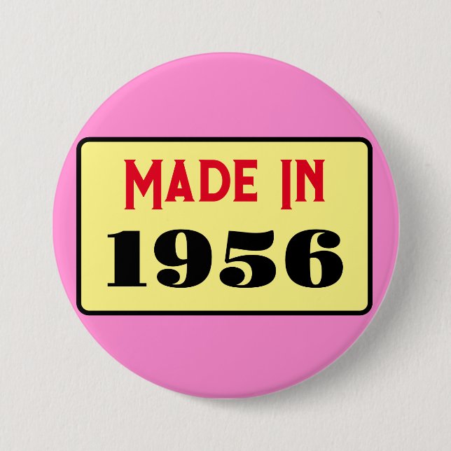 Retro style 70th birthday badge 1956 knapp (Framsida)