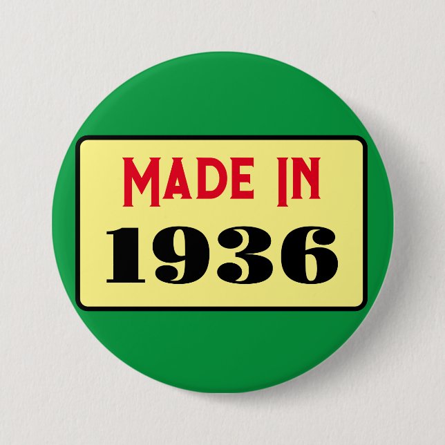 Retro style 90th birthday badge 1936 knapp (Framsida)