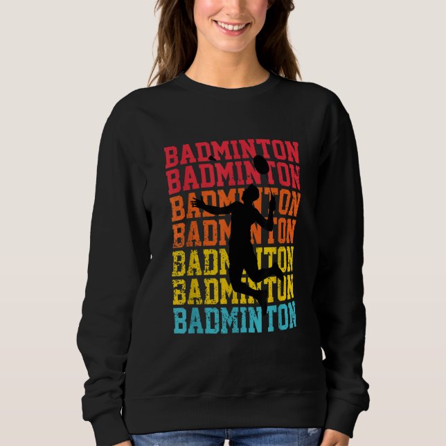 Retro Style Badminton Player Shuttlecock Birdie T Shirt (Framsida)