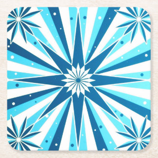 Retro Style Blue Starburst Paper Coaster Underlägg Papper Kvadrat