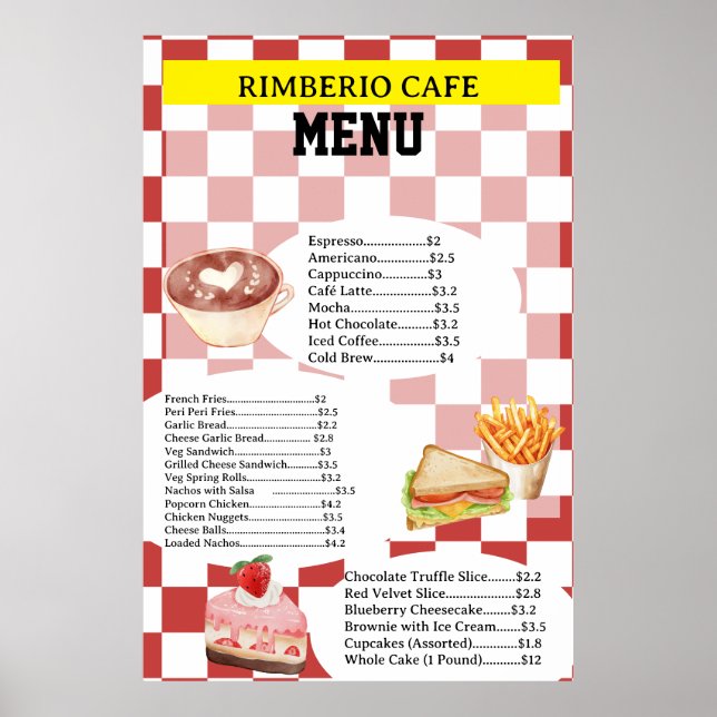 Retro Style Cafe Business Food Menu Poster (Framsidan)