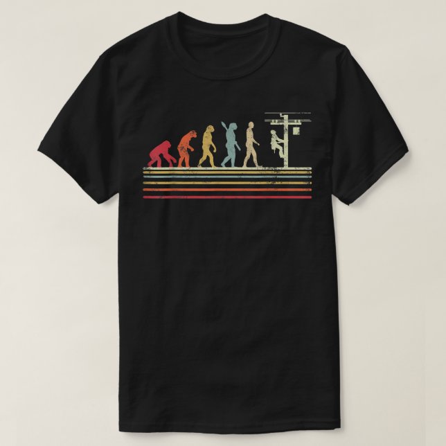 Retro style Cool Evolution Of Lineman Electrician  T Shirt (Design framsida)