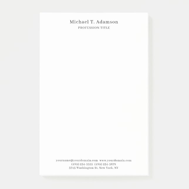 Retro Style Elegant Plain Simple White Post-it Block (Framsida)