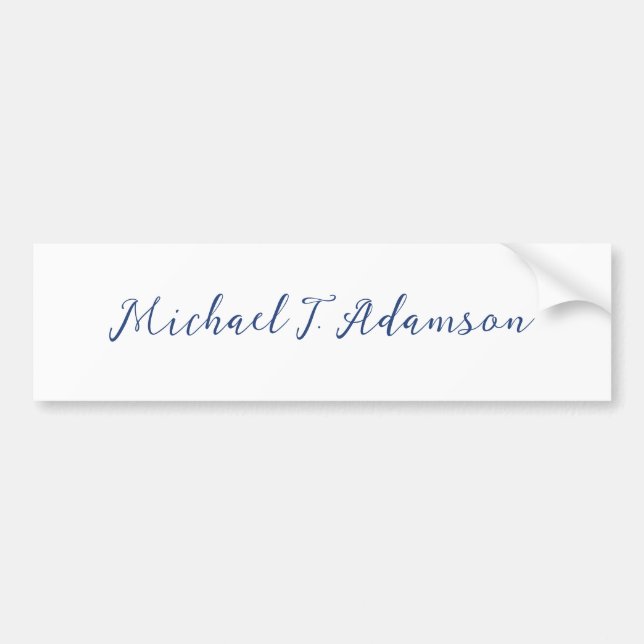 Retro Style Elegant Plain White Calligraphy Name Bildekal (Framsidan)