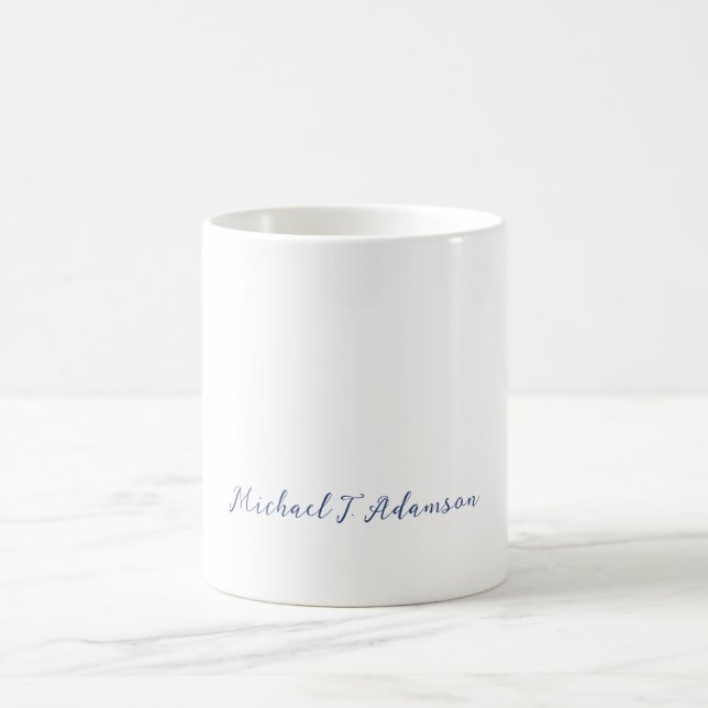 Retro Style Elegant Plain White Calligraphy Name Kaffemugg (Center)