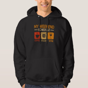 Retro Style Helg Schema Kaffe Virka Vin C Hoodie