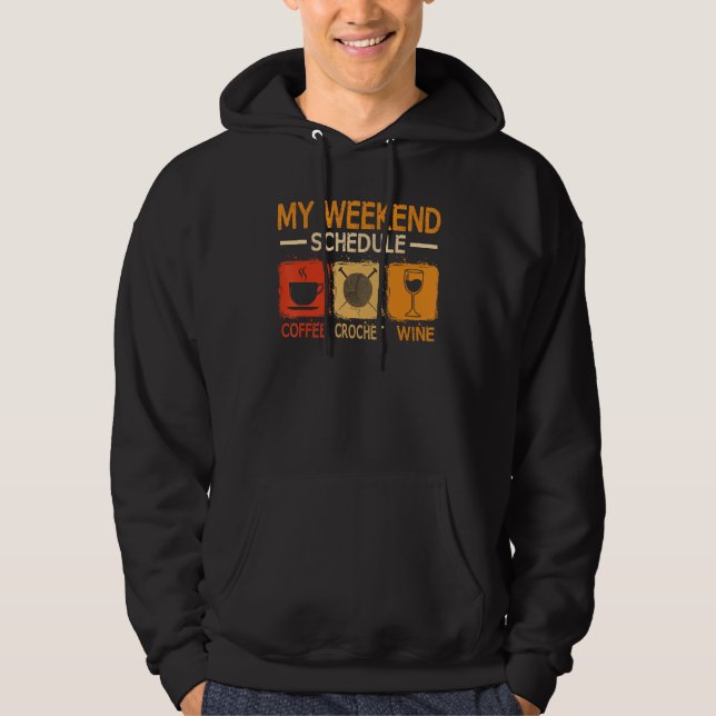 Retro Style Helg Schema Kaffe Virka Vin C Hoodie (Framsida)