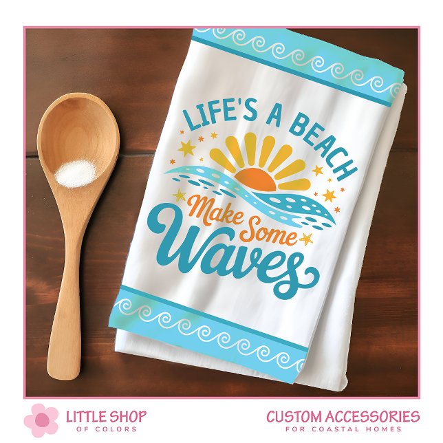 Retro Style Life’s a Beach Customizable Kökshandduk (Skapare uppladdad)