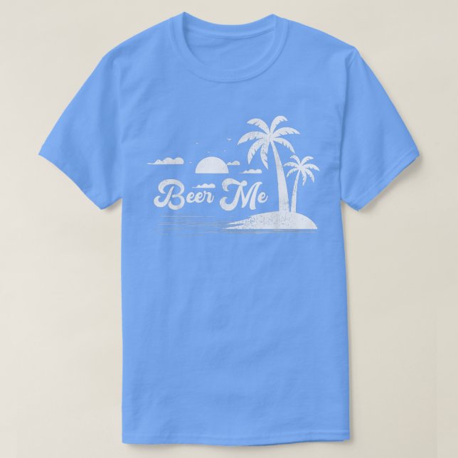 Retro Style Palm Tree California Beach Sunset Beer T Shirt (Design framsida)