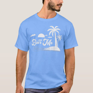 Retro Style Palm Tree California Beach Sunset Beer T Shirt