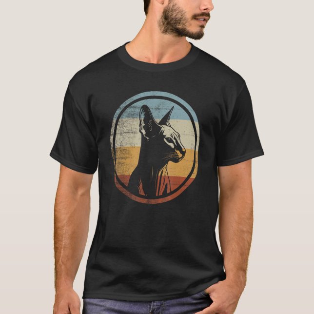 Retro Style Peterbald Katt T Shirt (Framsida)