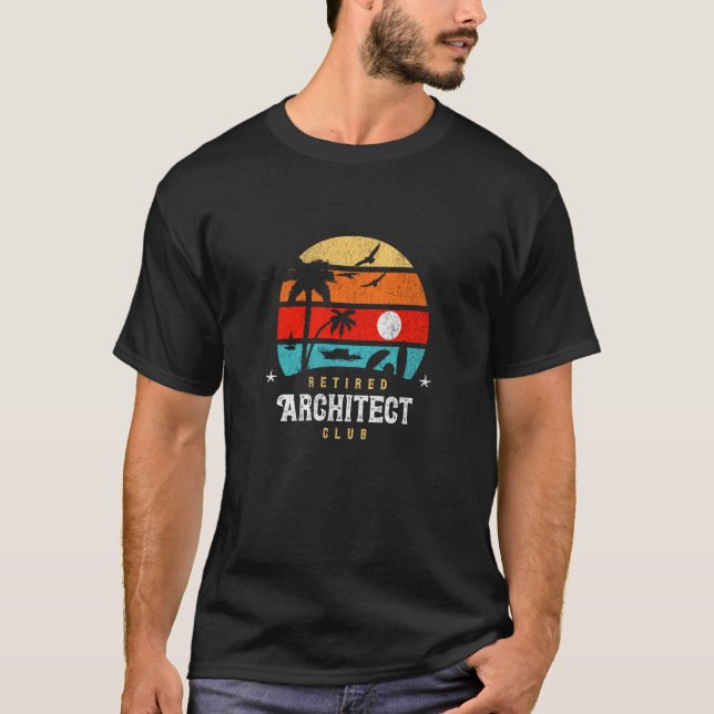 Retro Style Retirement Gag Idea  Retired Architect T Shirt (Framsida)