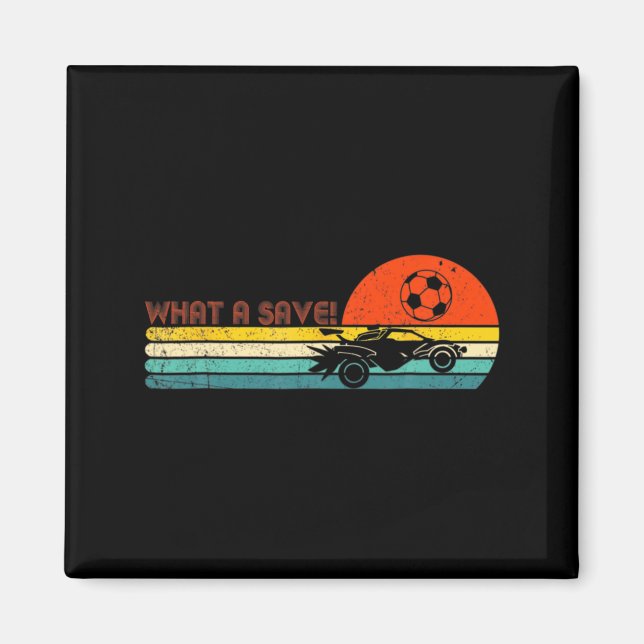 Retro Style Rocket Rc Soccer Car League Funny Game Magnet (Framsidan)