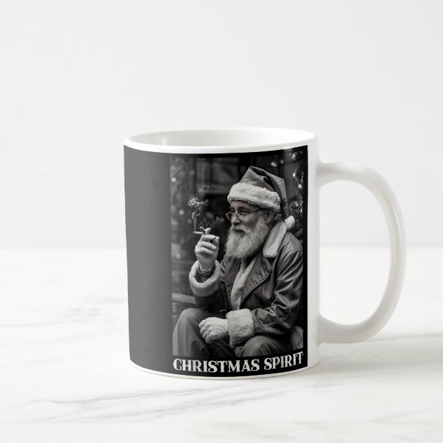 Retro Style Santa Claus Smoking Cigarette Christma Kaffemugg (Höger)