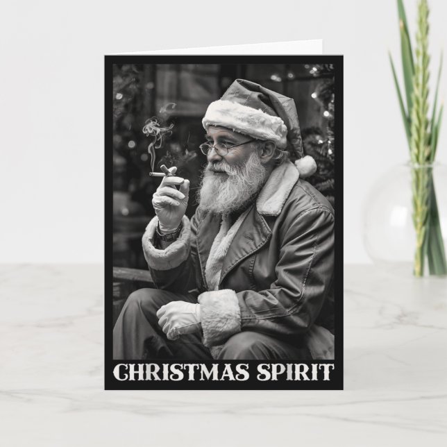 Retro Style Santa Claus Smoking Cigarette Christma Kort (Framsida)