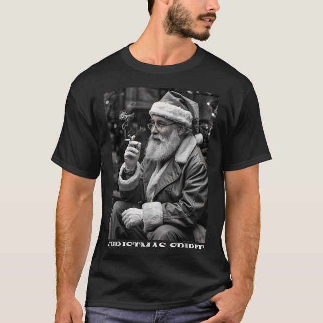 Retro Style Santa Claus Smoking Cigarette Christma T Shirt (Framsida)