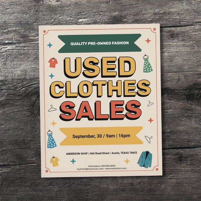 Retro-Style - Used Clothes Sales  Flygblad (Retro-Style - Used Clothes Sales Flyer)