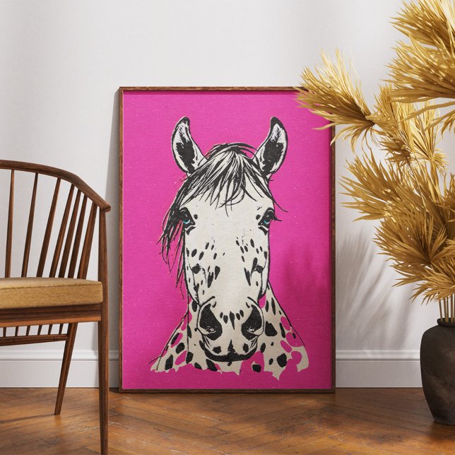 Retro Styled Leopard Appaloosa Horse Porträtt Poster (Skapare uppladdad)