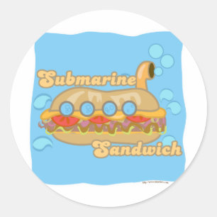 Retro Sub Sandwich också! Runt Klistermärke