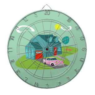 Retro Suburban House Dart Board Piltavla