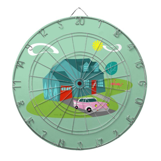 Retro Suburban House Dart Board Piltavla (Framsidan)
